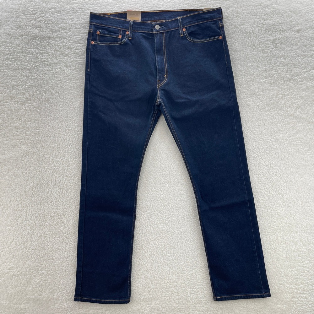 Levis Jeans Mens 38x32 Blue 514 Straight Fit Medium Wash Denim Grunge Cowboy